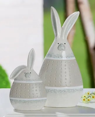Produktbild von GILDE Figur, Hase, "Bojo", Keramik, grau, , L. 7 cm, B. 12,5 cm, H. 27 cm 19060