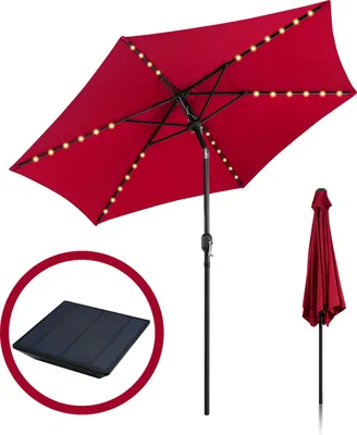Immagine prodotto di Aopunly ombrellone a sbalzo 270 cm con LED solare, apertura a 30°, protezione UV, manovella - rosso - ombrellone da giardino ombrellone a sbalzo