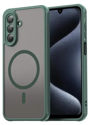 Immagine prodotto di Custodia magnetica MagSafe per Samsung Galaxy A17 5G con protezione per la fotocamera, verde opaco