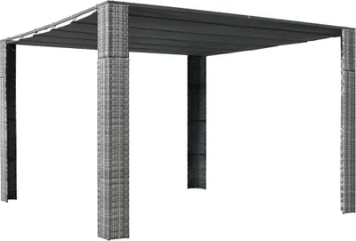 Obrázek produktu pro Altán se střechou polyratan 300x300x220 cm šedý a antracitový