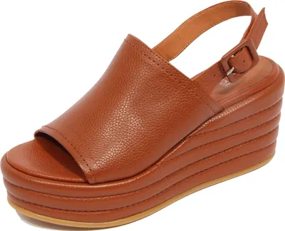 Produktbild von G5278 sandalo zeppa donna ZINDA tan leather sandals woman
