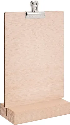 Produktbild von Zeigis® - Holz-Tischaufsteller DIN A5 Hoch mit Klammer, doppelseitig, Holzfuß