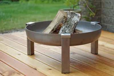 Produktbild von SvenskaV Feuerschale BASIC Serie, 63x63x28 cm, Rohstahl & Edelstahl, handgefertigt, 3,2 mm, 14,5 kg, grillrost-kompatibel, für Garten & Terrasse