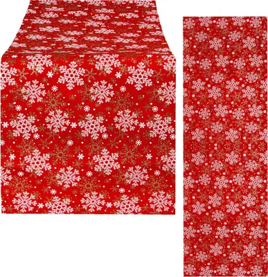 Produktbild von Tischläufer Winter Tischdecke Tischband Kerzen Tischdeko Weihnachten - Rot