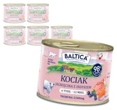Zdjęcie produktu dla Baltica Smaki Regionów Jagnięcina z Indykiem 6x185g Bezzbożowa Mokra Karma Dla Kociąt