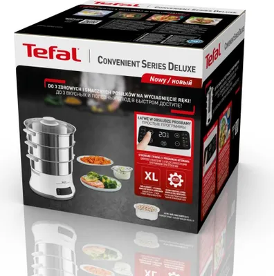 Obrázek produktu pro Tefal Convenient Series Deluxe VC502D, 3 košík/košíky, Nerezová ocel, Bílá, Pracovní deska, Dotyk, Čelní, Nerezová ocel