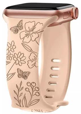 Image de Bracelet pour Apple Watch Series Ultra 1/2/3, 11, 10, 9 8 SE 7 6 5 4 3 2 1 46mm-45mm-44mm-42mm-49mm Silicone Motif Papillon - Nude