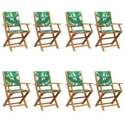 Produktbild von Gartenstühle 8 Stk. Klappbar Grün Stoff und Massivholz