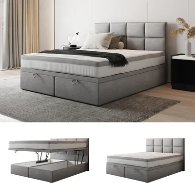 Produktbild von TRADA Tropea Boxspringbett 140 x 200 mit Bettkasten Grau