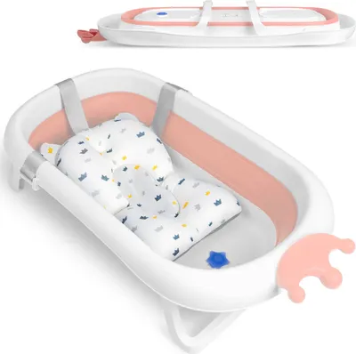 Obrázek produktu pro Ricokids RK-280 Cestovní vanička pro miminka s polštářkem, bílo-růžová