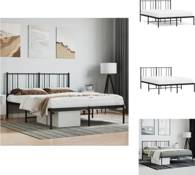 Produktbild von vidaXL Bettgestell mit Kopfteil Metall Schwarz 160x200 cm -  Betten & Bettgestelle