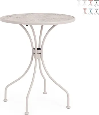 Produktbild von Runder Gartentisch 60 cm im Vintage Shabby-Chic-Stil Lizette YES - Grau