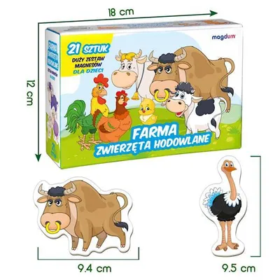 Obrázek produktu pro Magnetky na ledničku - Zvířátka na farmě - Sada magnetek pro děti 21 ks MV 6032-13