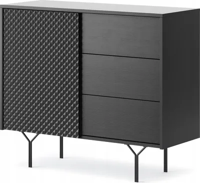 Produktbild von Sideboard 97 cm mit Schubladen Rabon - Kommode mit Beinen - Schwarz Whonzimmerkommode
