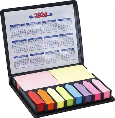 Produktbild von Tischkalender mit bunten Haftnotizen, leicht abziehbar, starke Klebrigkeit, Kalender 2024, Haftnotizblöcke, Bürobedarf