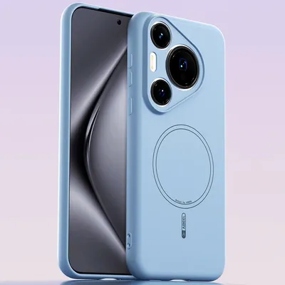 Produktbild von Magnetische Handyhülle für Huawei Pura 70 Pro, MagSafe kompatible, Flüssig Silikon Stoßfest Kratzfest Hülle Blau