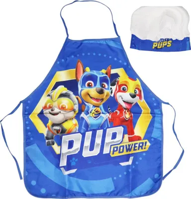 Produktbild von Paw Patrol Chase Rubble Kinder Kochschürze Backschürze mit Mütze 3-6 Jahre