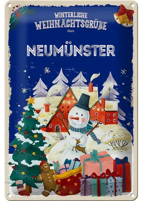 Produktbild von Blechschild Weihnachtsgrüße NEUMÜNSTER 20x30cm