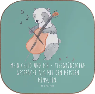 Produktbild von Mr. & Mrs. Panda Flaschenuntersetzer Violoncello Gespräche - Meeresbrise - Geschenk, Cellist, Musiker, Instrument, Musik, gläseruntersetzer, Freund, Coaster, Lernen