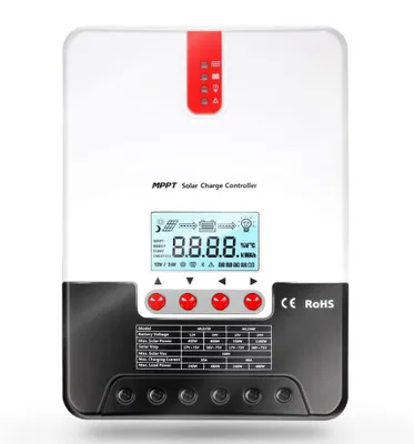 Immagine prodotto di Regolatore di carica per pannelli solari da 20A, tecnologia MPPT, 12V/24V, intelligente, con display LCD e protezione da surriscaldamento