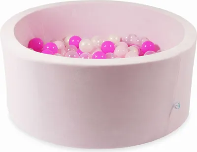 Produktbild von Trockenpool 90x40 Velvet Soft Light Pink mit 300 Bällen: transparent, opaleszierend, hellrosa, rosa