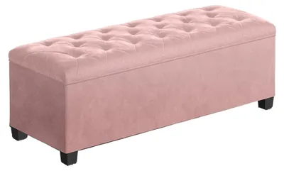 Produktbild von Aufbewahrungsbank aus rosa Samt – Sitzbox – Polsterbank – 103 l – 40 x 110 x 40 cm