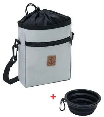 Produktbild von Leoberg Leckerli-Tasche mit Reisenapf - Futterbeutel Hund Leckerlibeutel mit Napf in Grau-903127