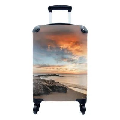 Produktbild von MuchoWow® Koffer Handgepäck Trolley Rollkoffer Kleine Reisekoffer mit 4 Rollen - Strand - Himmel - Meer - Cabin Size < 55x40x23 cm & 55x40x20 cm - Fotokoffer - Kabinenkoffer - Boardgepäck - Reise-Box - Reisekoffer - Reisegepäck - Koffer mit Bild - Trolley für Kinder