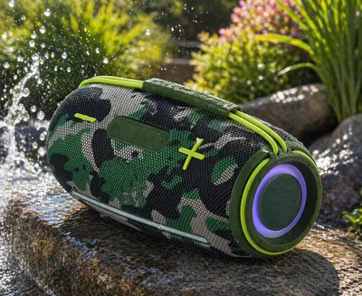 Produktbild von Bluetooth Outdoor Lautsprecher CamoBeat20 mit LED Farblichtern, 20 Watt, USB, AUX, microSD, TWS