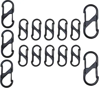 Produktbild von Karabiner-Haken-Set mit 15 Stück - Mini mit Metallspitze für Outdoor-Aktivitäten