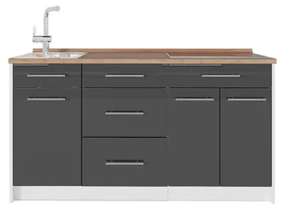 Imagen del producto de Bloque de cocina Vicco Fame-Line Antracita alto brillo/Blanco 150 cm, ET Roble, Model 65318