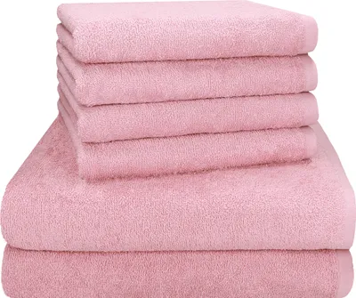 Produktbild von Betz BERLIN 6er Set 2x Badetuch 100 x 150 cm 4x Handtuch 50 x 100 cm 100% Baumwolle - Farbe: lotus