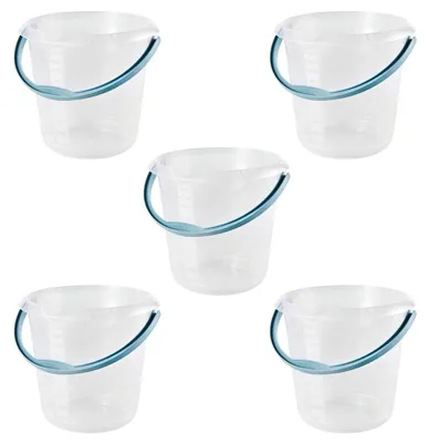 Eimer 10 l mit Maßskala, ergonomischem Henkel, 5 Stück, transparent/grün