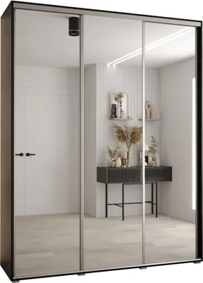 Produktbild von MEBLE KRYSPOL Davos 2 Schrank, drei Türen - 235,2x190x45 cm - Schwarz Schwarz Silber