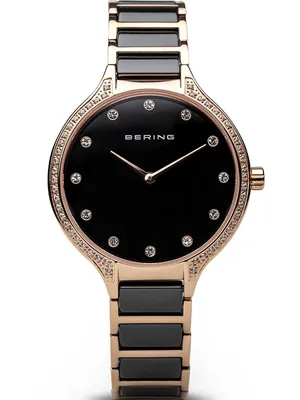Produktbild von BERING Ceramic Damenuhr roségoldfarben/schwarz 30434-746