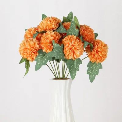Produktbild von Set mit 10 künstlichen Chrysanthemen-Blüten für Herbstdekoration