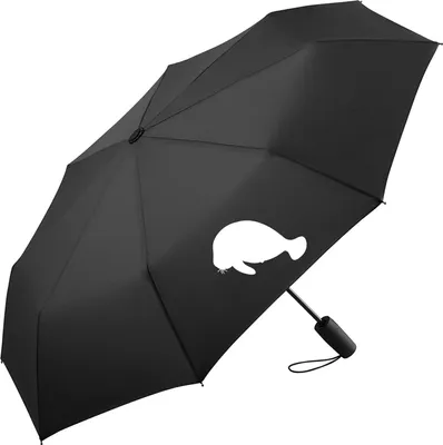 Produktbild von Huuraa Regenschirm Seekuh Silhouette 98cm Schwarz Sturmfest Taschenschirm Geschenkidee