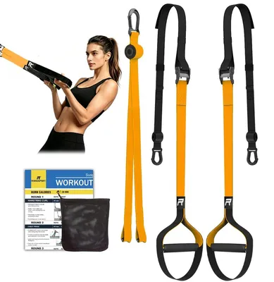 Produktbild von Suspensionstrainer – Slingtrainer-Set – Verstellbar – Für Türen, Innenräume und Außenbereiche – Belastbarkeit bis 500 kg – Gewicht: 1,2 kg