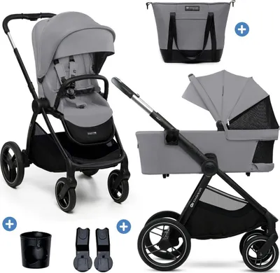 Immagine prodotto di Kinderkraft NEA 2 - passeggino 2 in 1 - fino a 27 kg - navicella e passeggino - ruote antiforatura - capottina impermeabile UPF50+ - pieghevole e maneggevole - grigio