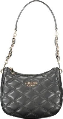 Produktbild von Stylische Damenschultertasche in Schwarz mit Kettenriemen und Fächern