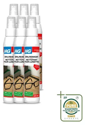 Produktbild von 6 x HG Brillenreiniger für glasklare Gläser - 125 ml - Vorratspackung - 6 Stücke