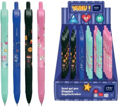 Obrázek produktu pro Automatické kuličkové pero s rukojetí Yuhu, modré (24 ks) – INTERDRUK