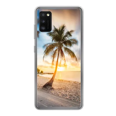 Produktbild von MuchoWow® Handyhülle Schutzhülle Hülle für Samsung Galaxy A41 Sonnenuntergang - Strand - Palme Silikon Softcase Handy Hülle - Mobiltelefon