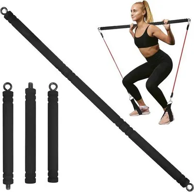 Produktbild von Famanu Widerstandsbandstange mit Tragbarer Pilatesstange und Fitnessbändern für Zuhause