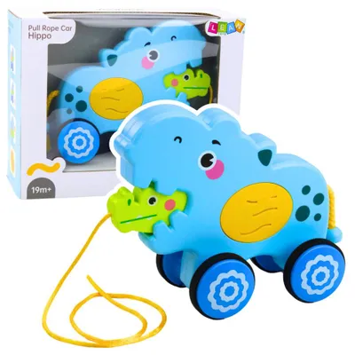 Immagine prodotto di Ippopotamo su una corda che tira suoni per bambini blu