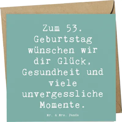 Produktbild von Mr. & Mrs. Panda Grußkarte Spruch 53. Geburtstag Glück - Meeresbrise - Geschenk, doppelkarte, Klappkarte, Meilenstein, Glückwunsch, herzliche Glückwünsche, Happy Birthday
