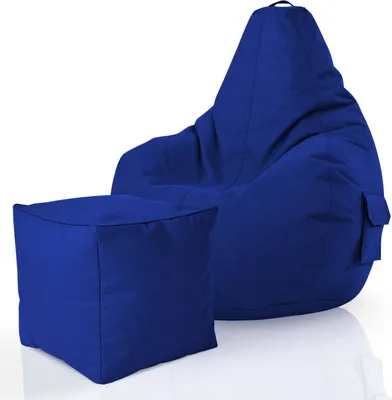 Produktbild von Green Bean® 2er Set Sitzsack + Hocker "Cozy+Cube" - mit EPS Perlen Füllung - robust waschbar schmutzabweisend - Blau