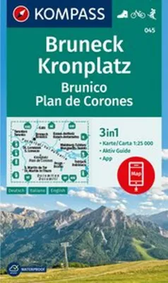Zdjęcie produktu dla Mapa turystyczna KOMPASS 045 Bruneck, Kronplatz / Brunico, Plan de Corones 1:25.000