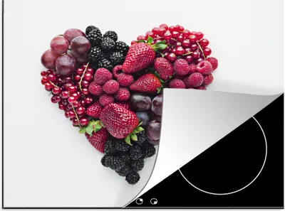 Produktbild von KitchenYeah© Herdabdeckplatte Beere - Herz - Frucht , 60x52cm, Küche Deko, Glaskeramikkochfeld Herdabdeckung, Abdeckplatte fùr Kochfeld