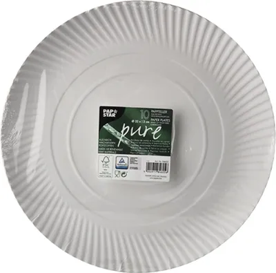 Produktbild von Weiße runde Pappteller 32 cm 10 Stück.